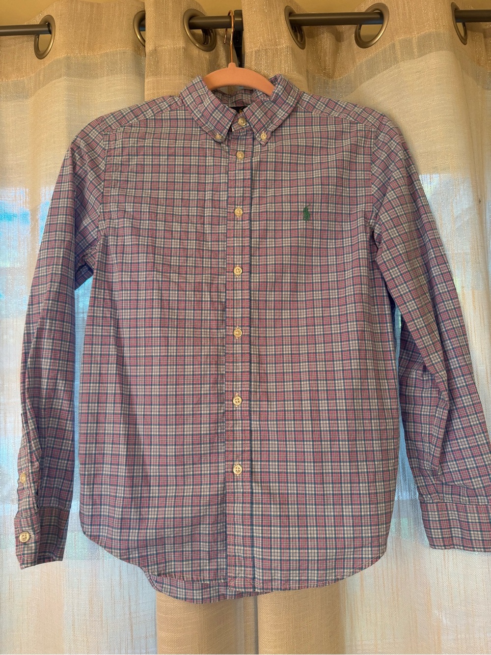 Ralph Lauren Pink and Blue Plaid Button-Down Shirt